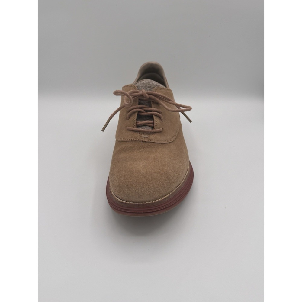 Cole Haan Original Grand Mens 11.5 M Tan Suede Oxford Shoes  Brick Red Sole - Picture 11 of 13